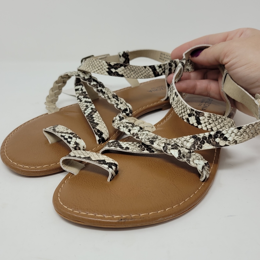 Arizona Jean Co NEW Faux Snakeskin Bohemian Strappy Sandal Shoes Size 9.5 - Picture 2 of 9
